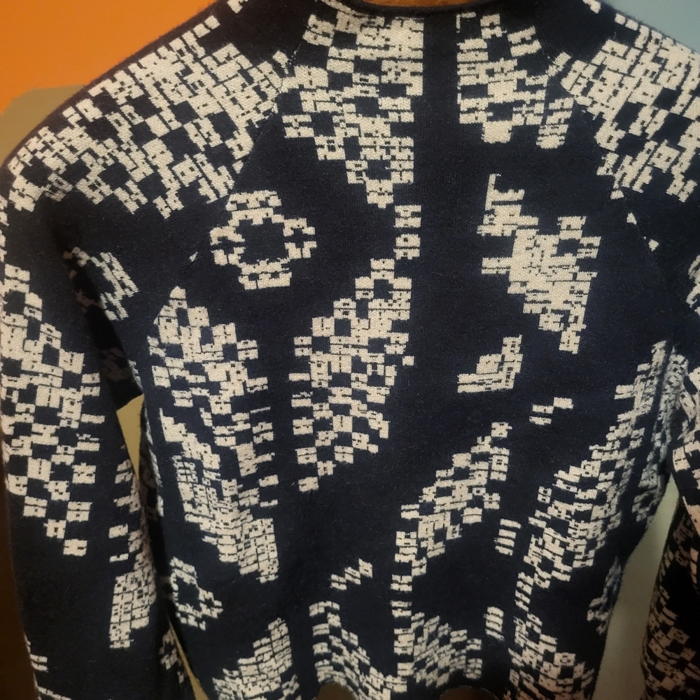 Anthropologie Beatriz Mock Neck Sweater Puff Sleeve Black & White Size  Small - Picture 5 of 7